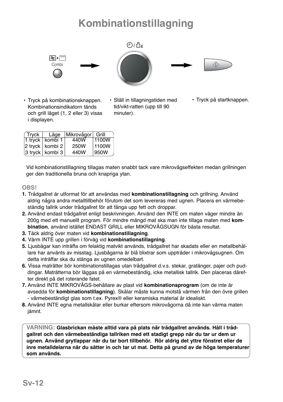 Kombinationstillagning, Sv-12 | Panasonic NNGD379S User Manual | Page 174 / 303