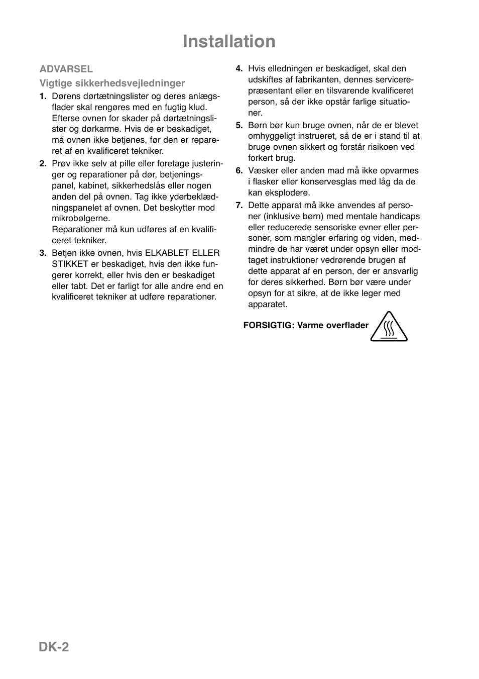 Installation, Dk-2 | Panasonic NNGD379S User Manual | Page 184 / 303