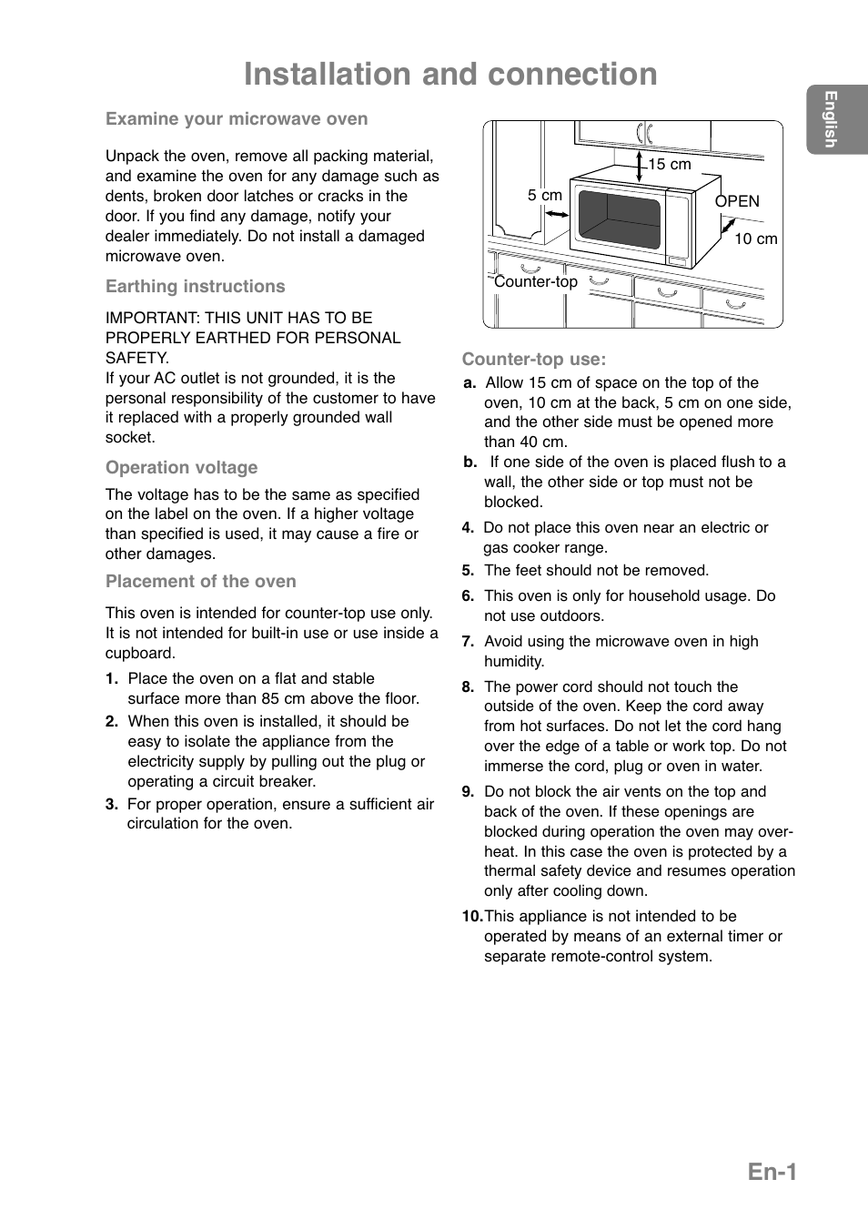 Installation and connection, En-1 | Panasonic NNGD379S User Manual | Page 3 / 303