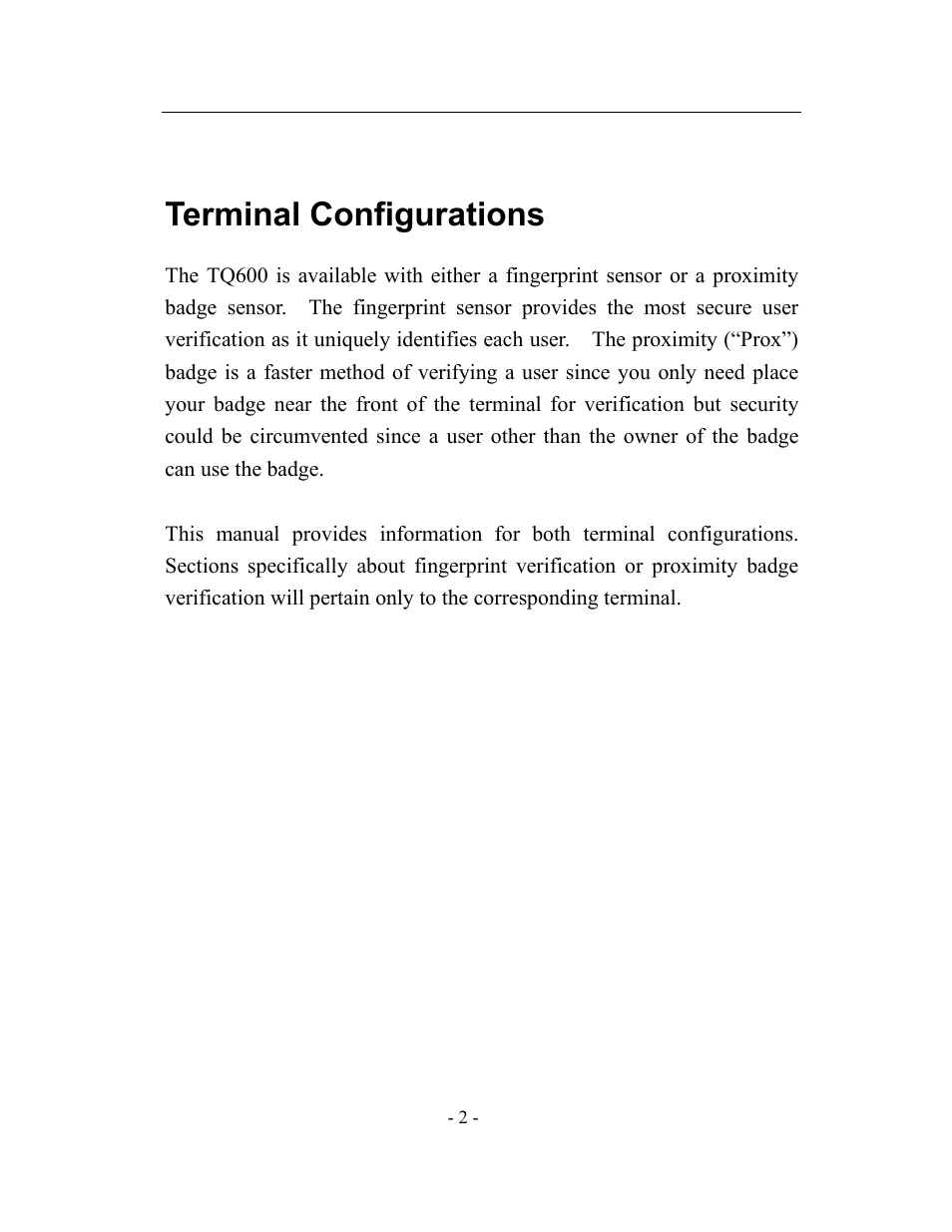 Terminal configurations | Acroprint timeQplus TQ600 User Manual | Page 10 / 71