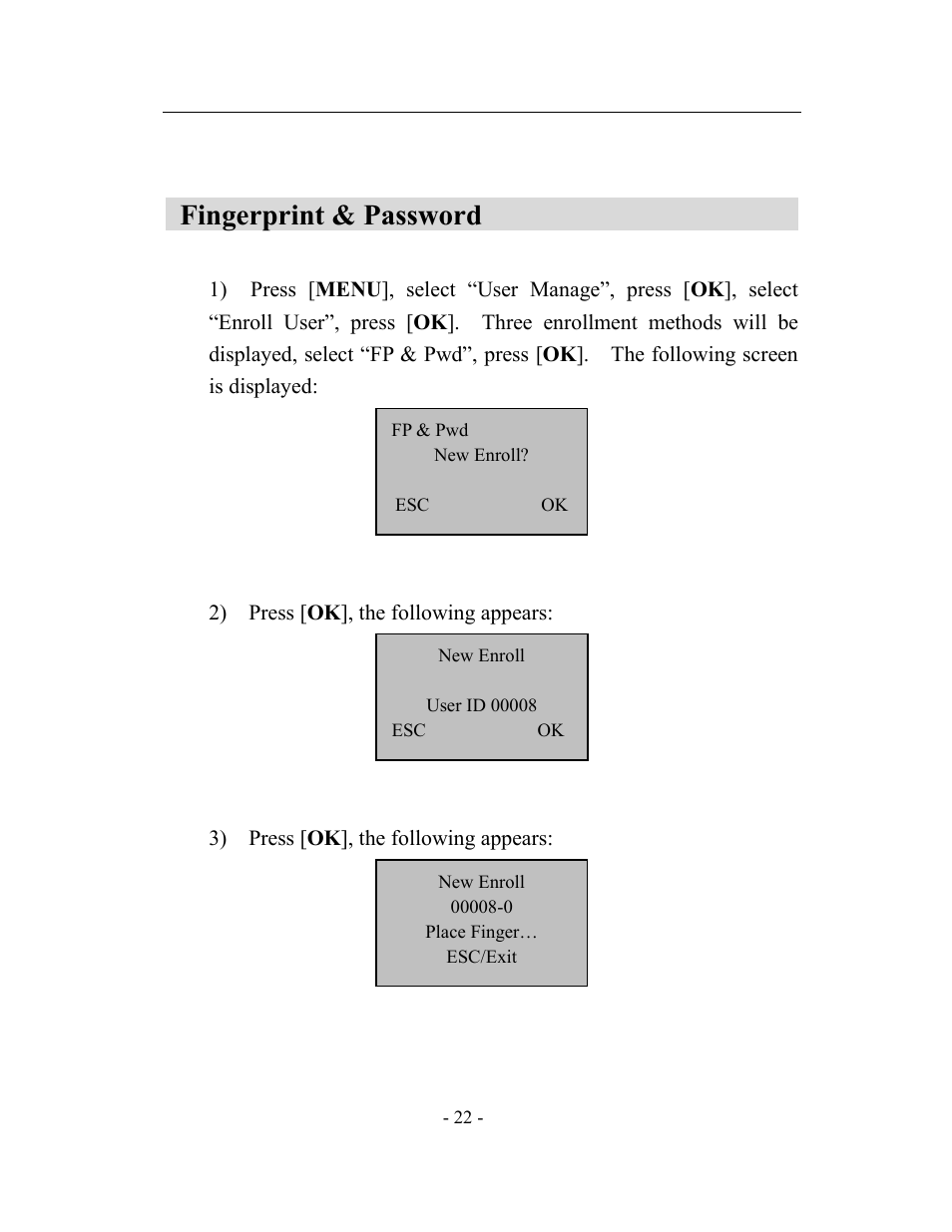 Fingerprint & password | Acroprint timeQplus TQ600 User Manual | Page 30 / 71