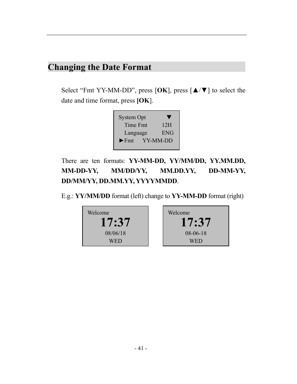 Changing the date format | Acroprint timeQplus TQ600 User Manual | Page 49 / 71