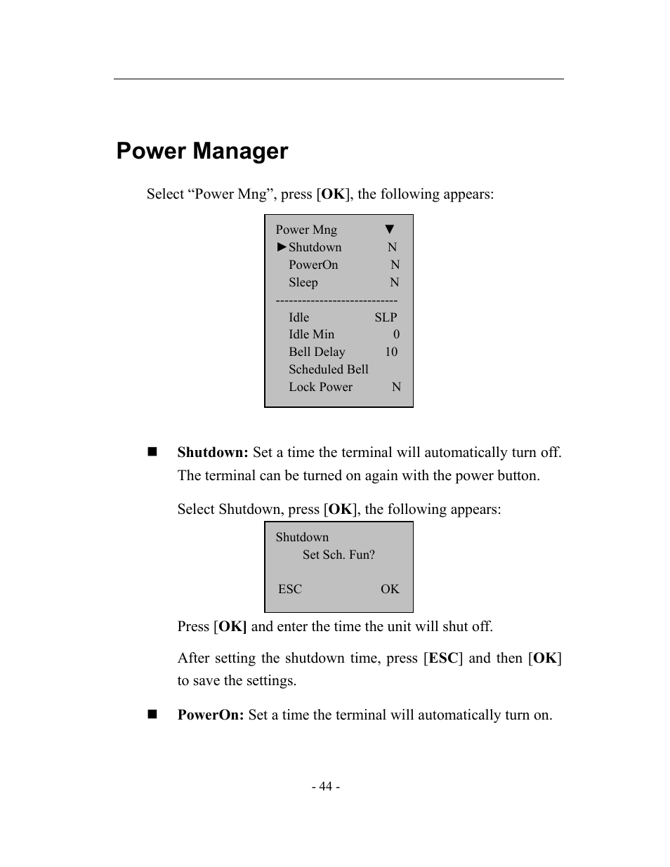 Power manager | Acroprint timeQplus TQ600 User Manual | Page 52 / 71