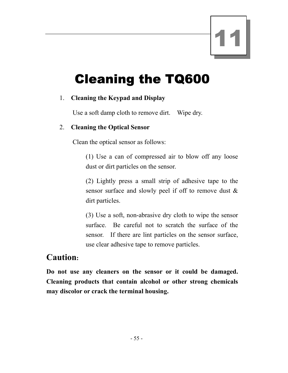 Cleaning the tq600 | Acroprint timeQplus TQ600 User Manual | Page 63 / 71