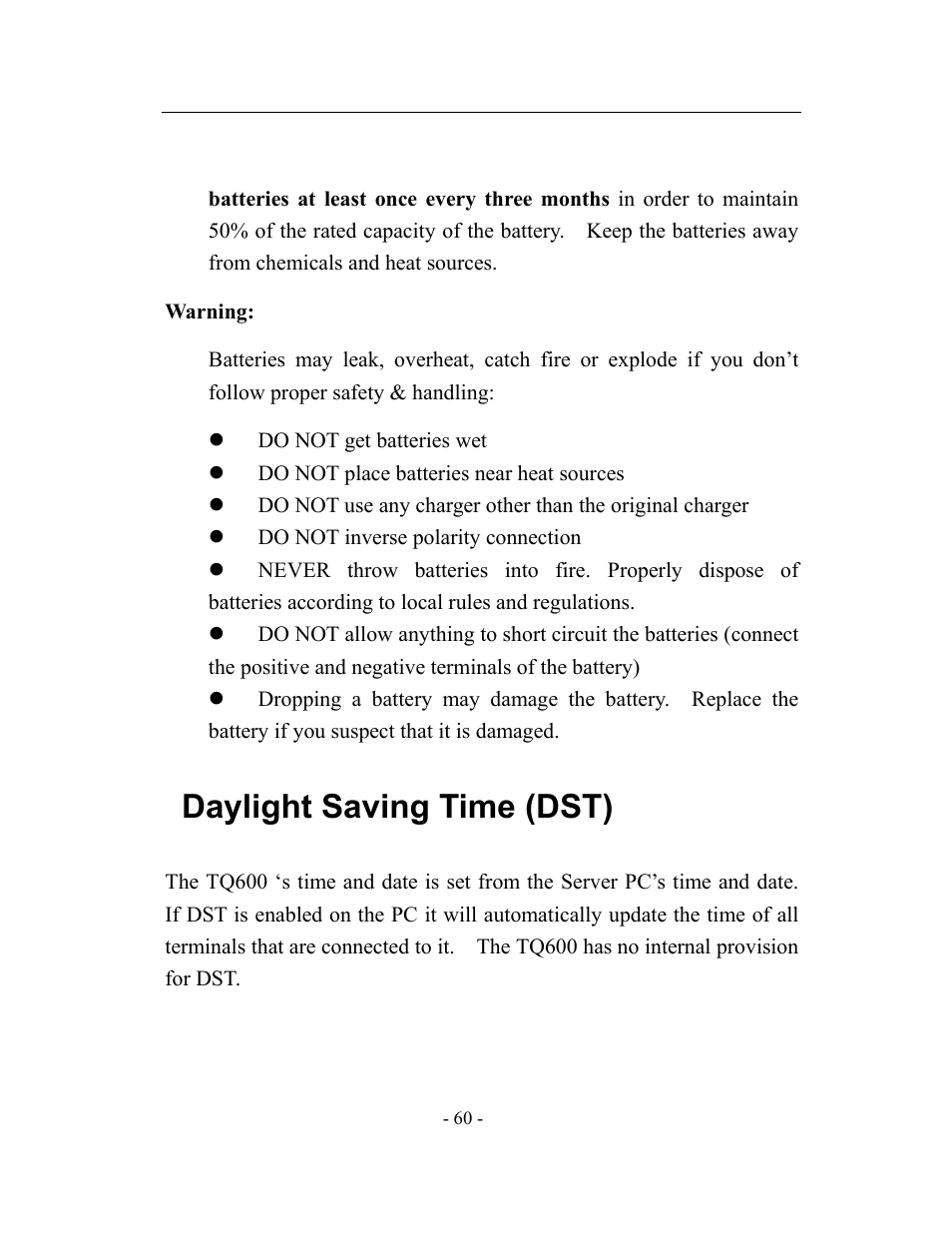 Daylight saving time (dst) | Acroprint timeQplus TQ600 User Manual | Page 68 / 71