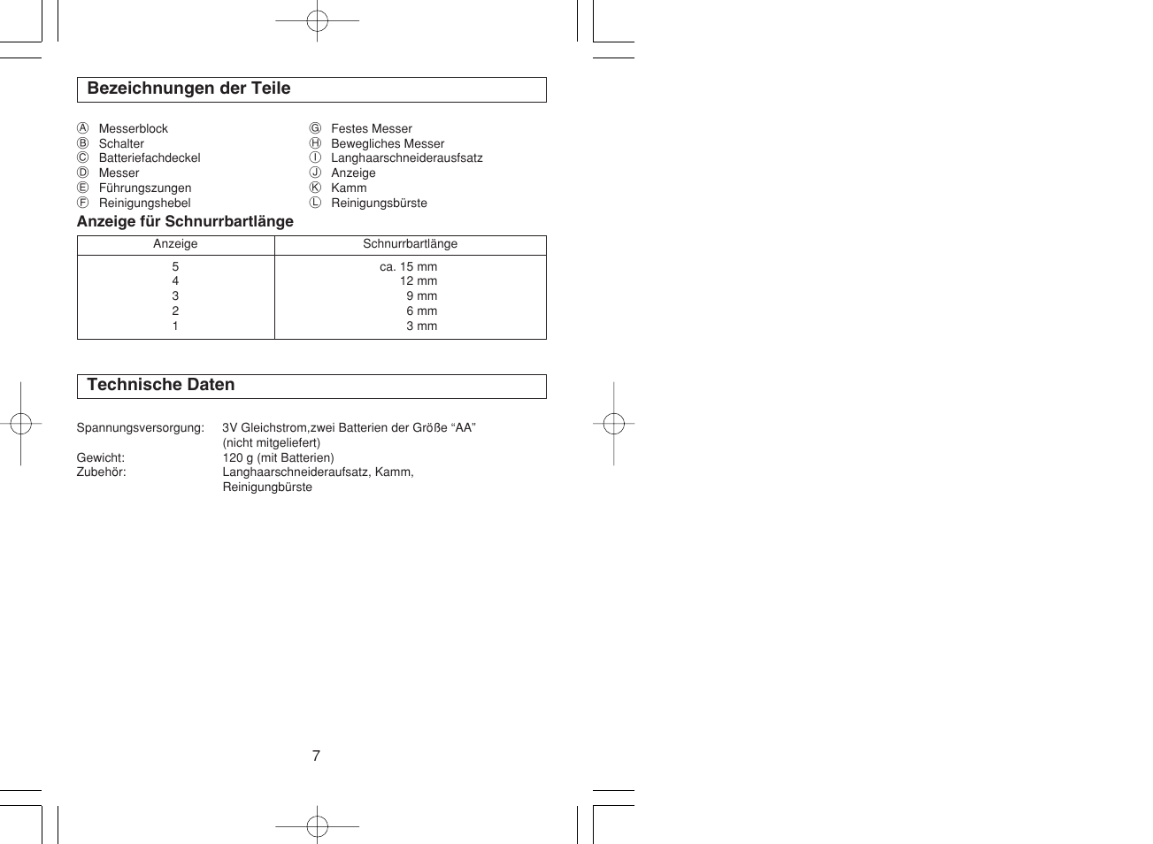 Panasonic ER240 User Manual | Page 5 / 34