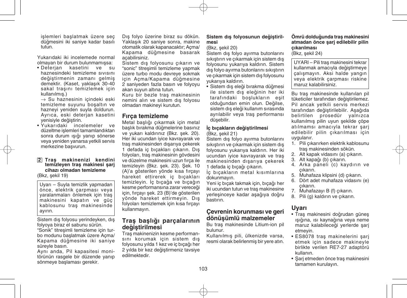 Panasonic ES8078 User Manual | Page 103 / 111