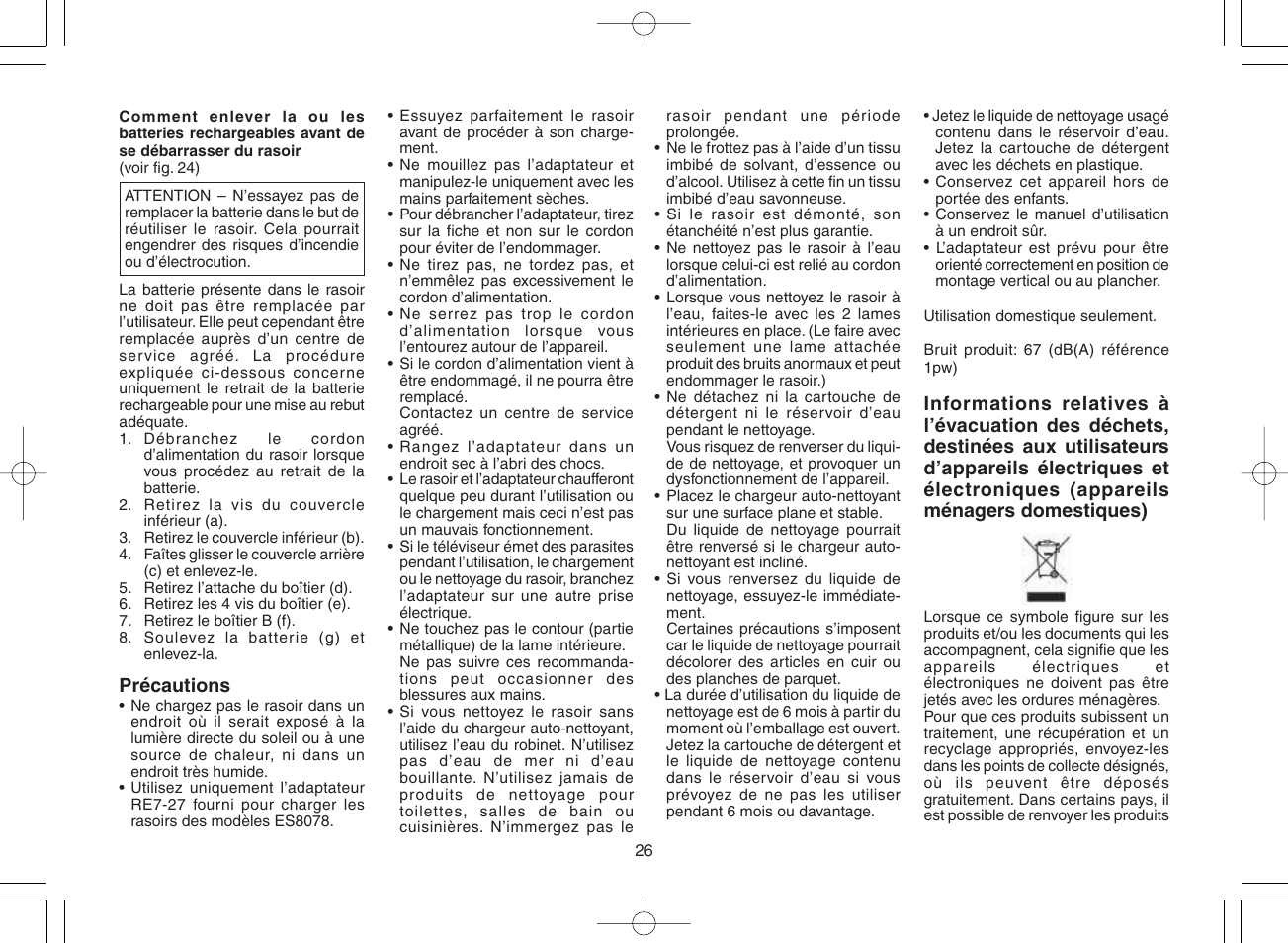 Panasonic ES8078 User Manual | Page 26 / 111