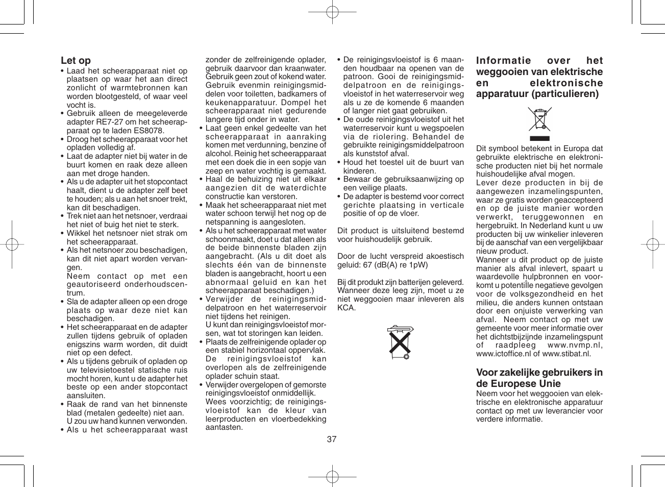 Panasonic ES8078 User Manual | Page 37 / 111