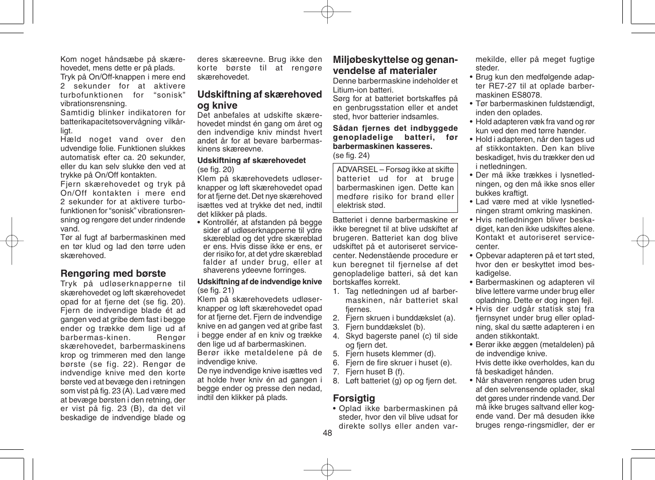 Panasonic ES8078 User Manual | Page 48 / 111