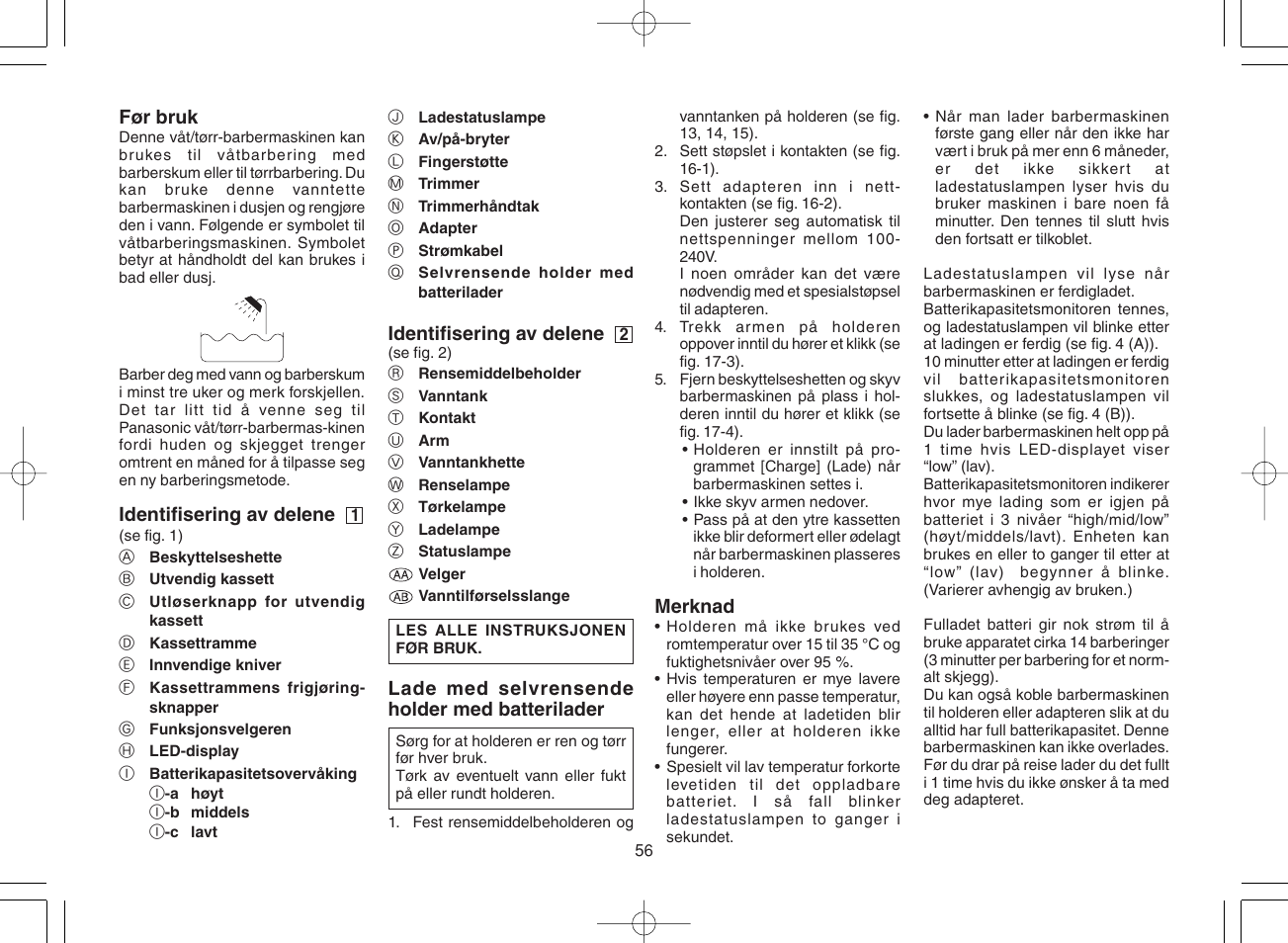 Panasonic ES8078 User Manual | Page 56 / 111