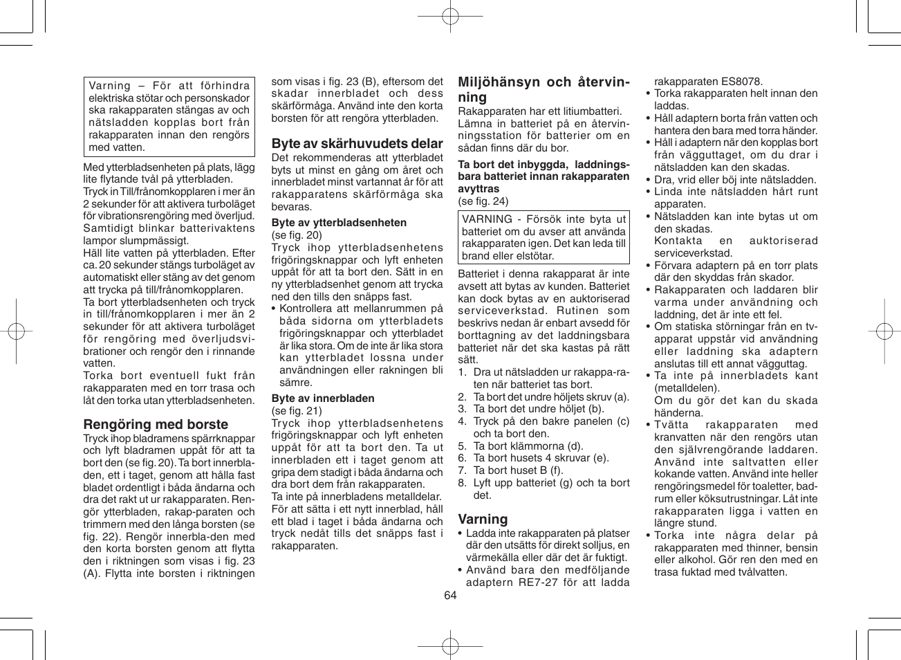 Panasonic ES8078 User Manual | Page 64 / 111