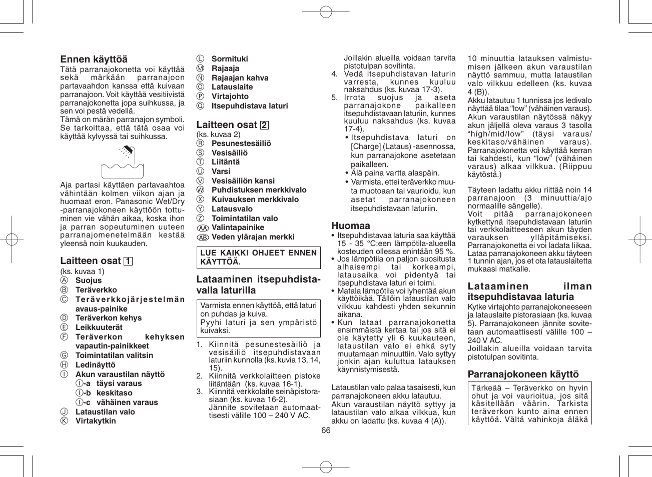 Panasonic ES8078 User Manual | Page 66 / 111