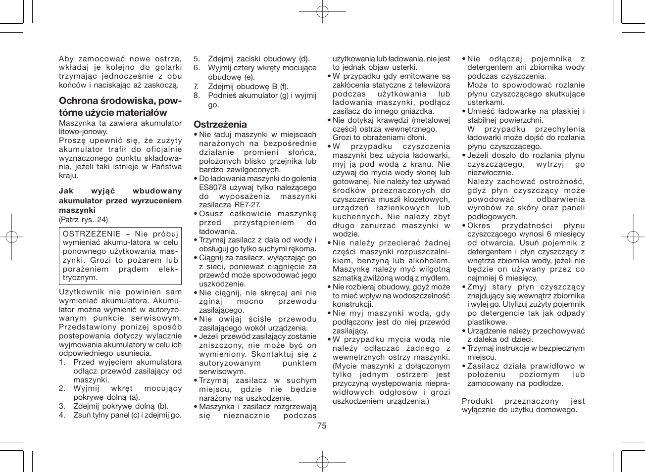 Panasonic ES8078 User Manual | Page 75 / 111