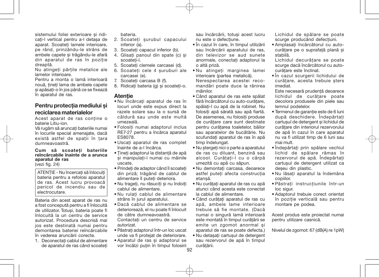 Panasonic ES8078 User Manual | Page 92 / 111