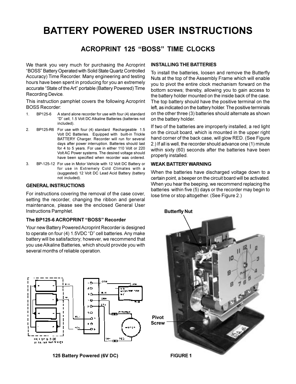 Acroprint BOSS BP125-R6 User Manual | 2 pages