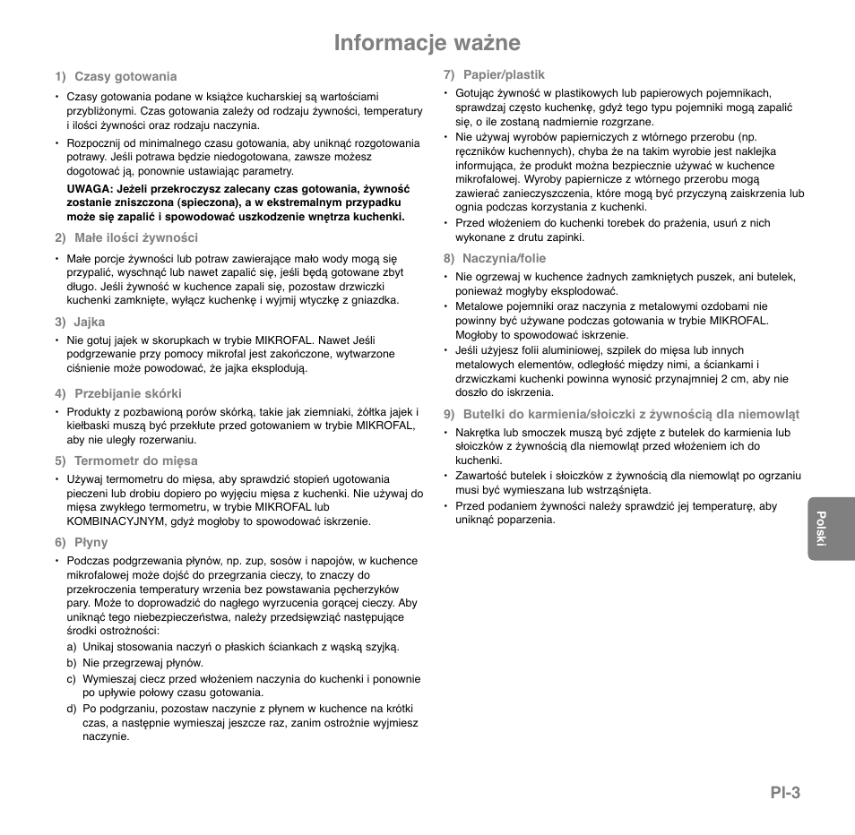 Informacje ważne, Pl-3 | Panasonic NNGD569MEPG User Manual | Page 119 / 192