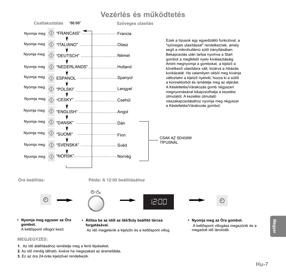 Vezérlés és működtetés, Hu-7 | Panasonic NNGD569MEPG User Manual | Page 161 / 192