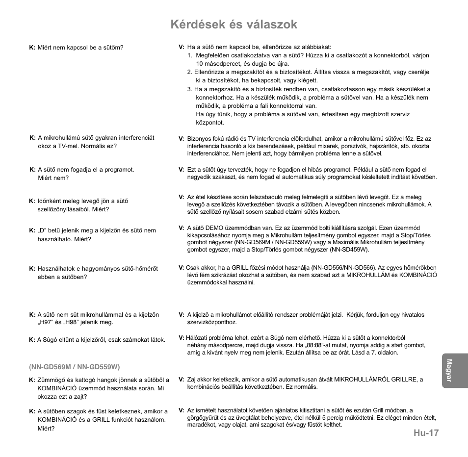 Kérdések és válaszok, Hu-17 | Panasonic NNGD569MEPG User Manual | Page 171 / 192