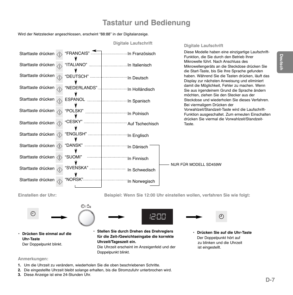Tastatur und bedienung | Panasonic NNGD569MEPG User Manual | Page 28 / 192
