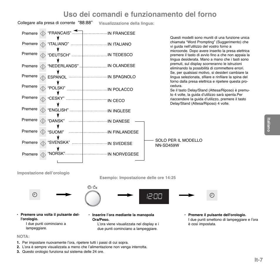 Uso dei comandi e funzionamento del forno, It-7 | Panasonic NNGD569MEPG User Manual | Page 85 / 192