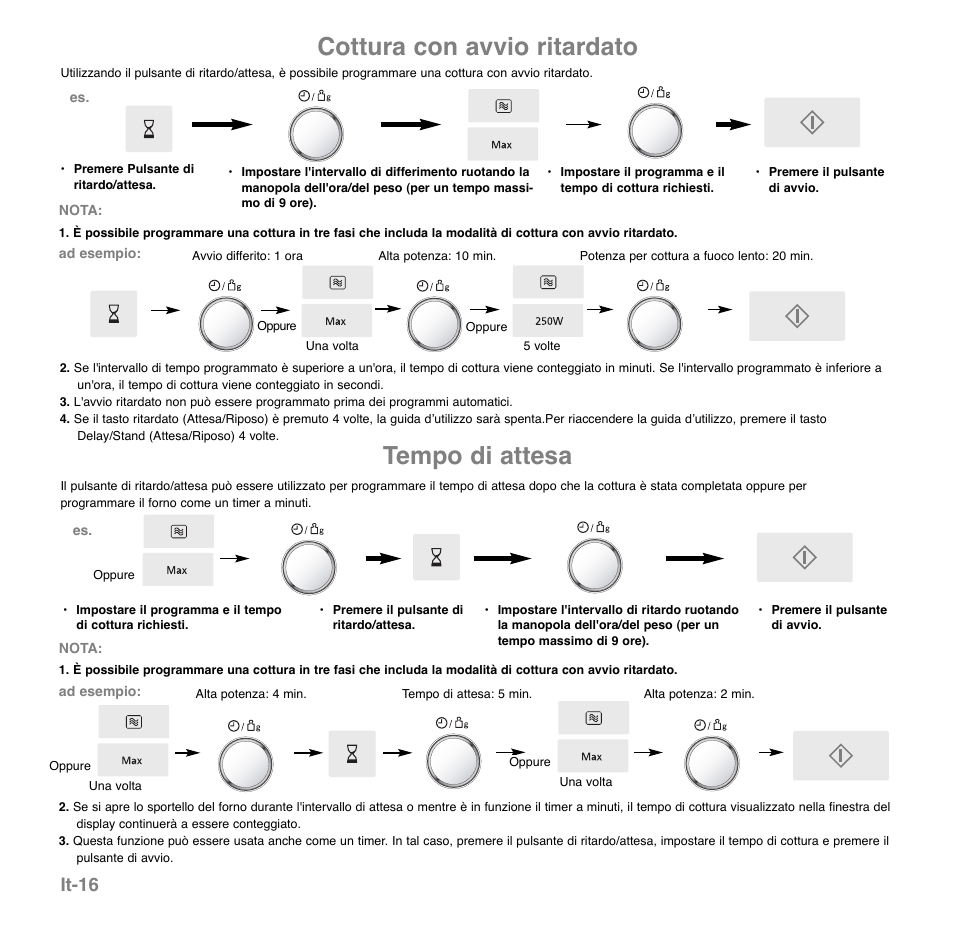 Cottura con avvio ritardato, Tempo di attesa, It-16 | Panasonic NNGD569MEPG User Manual | Page 94 / 192
