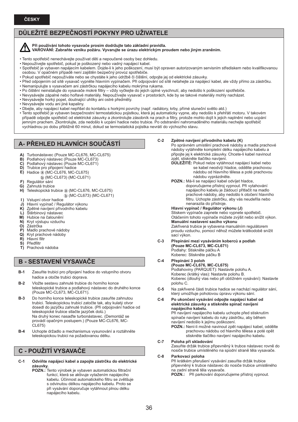 Panasonic MCCL673 User Manual | Page 36 / 48