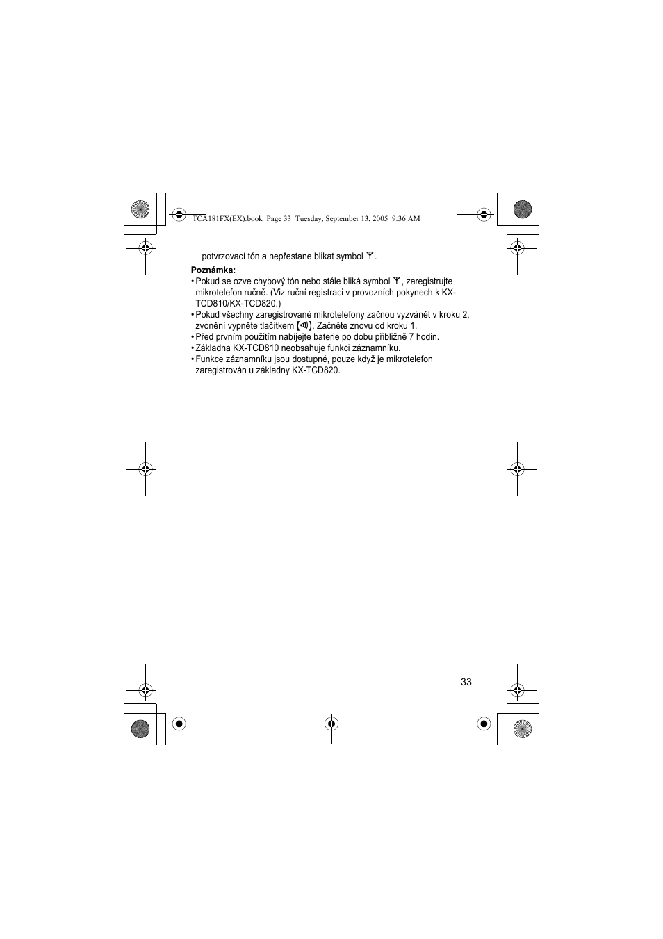 Panasonic KXTCA181FX User Manual | Page 33 / 40