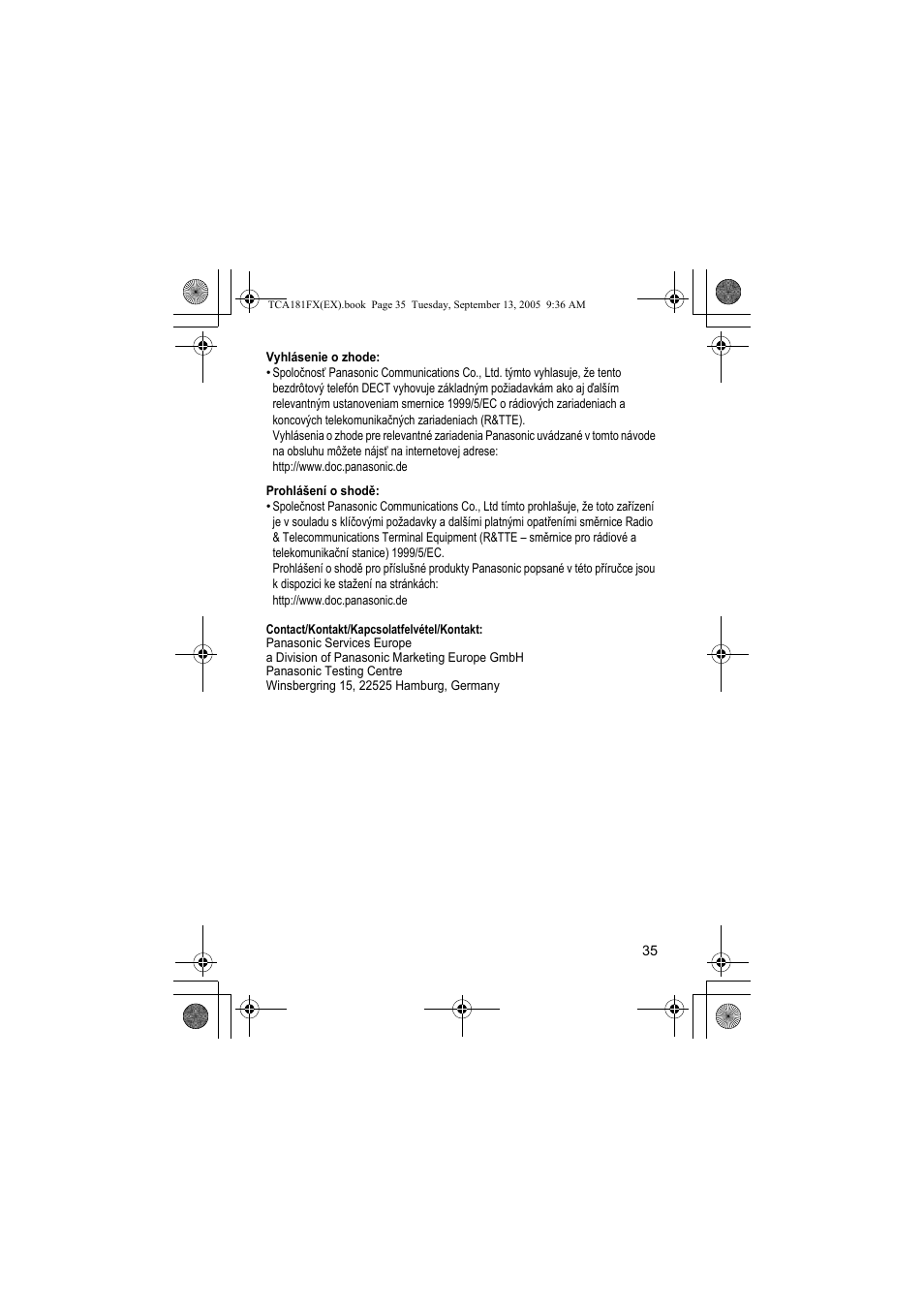 Panasonic KXTCA181FX User Manual | Page 35 / 40