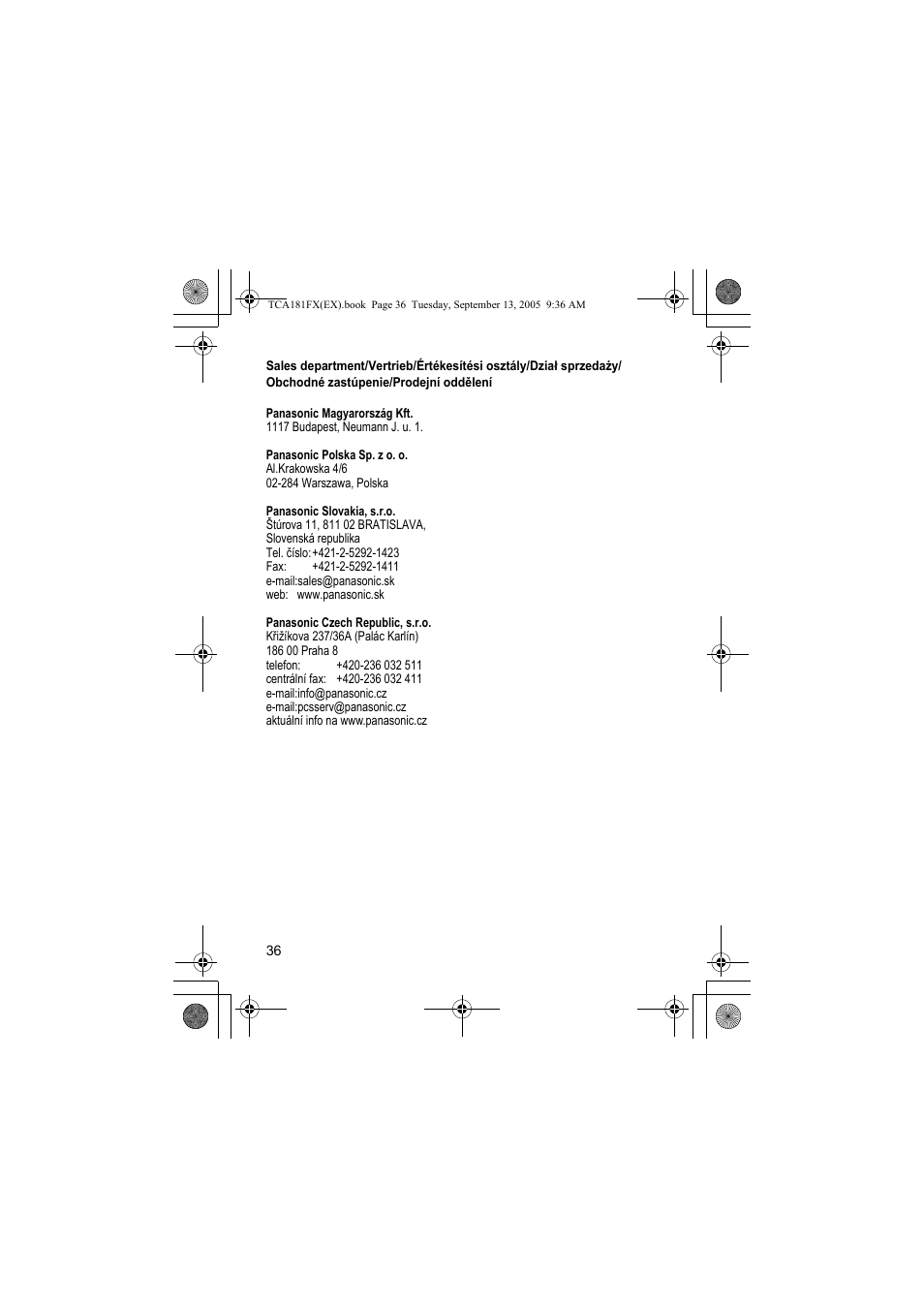 Panasonic KXTCA181FX User Manual | Page 36 / 40