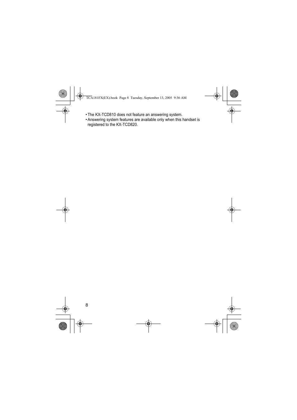 Panasonic KXTCA181FX User Manual | Page 8 / 40