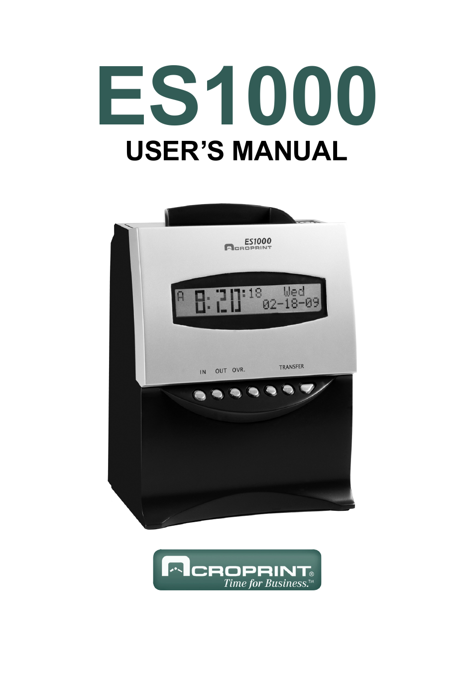 Acroprint ES1000 User Manual | 40 pages