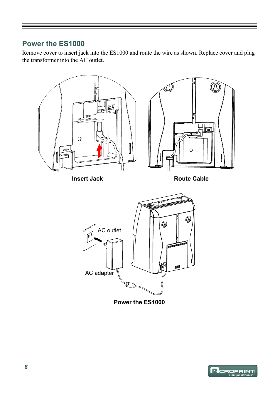 Power the es1000 | Acroprint ES1000 User Manual | Page 12 / 40