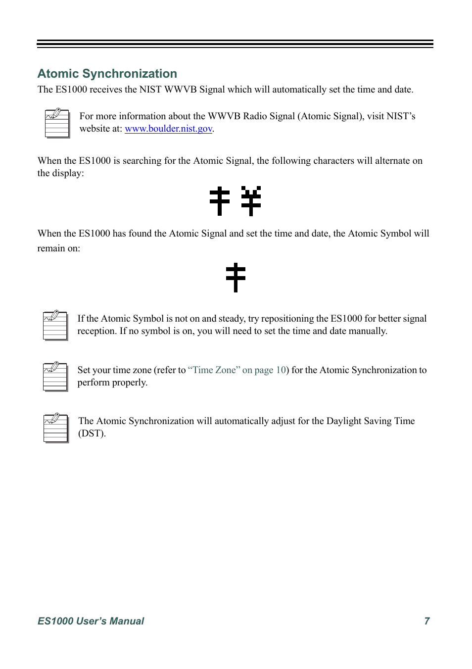 Atomic synchronization | Acroprint ES1000 User Manual | Page 13 / 40