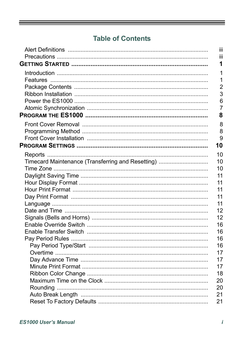 Acroprint ES1000 User Manual | Page 3 / 40