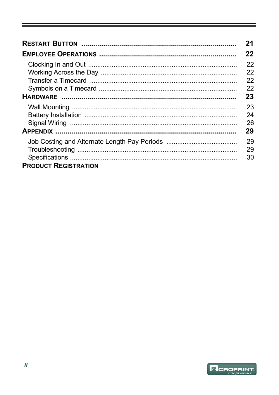 Acroprint ES1000 User Manual | Page 4 / 40