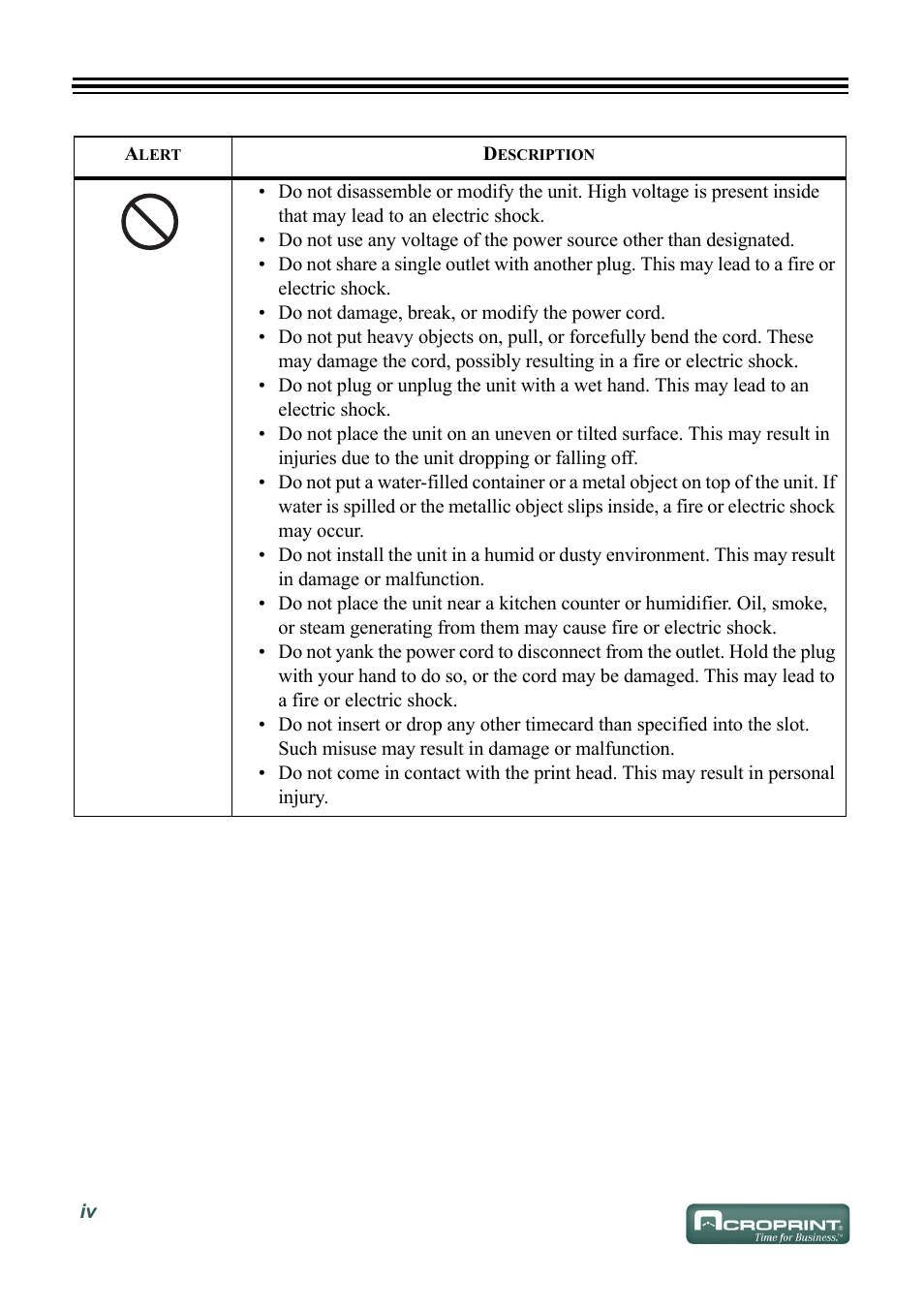 Acroprint ES1000 User Manual | Page 6 / 40