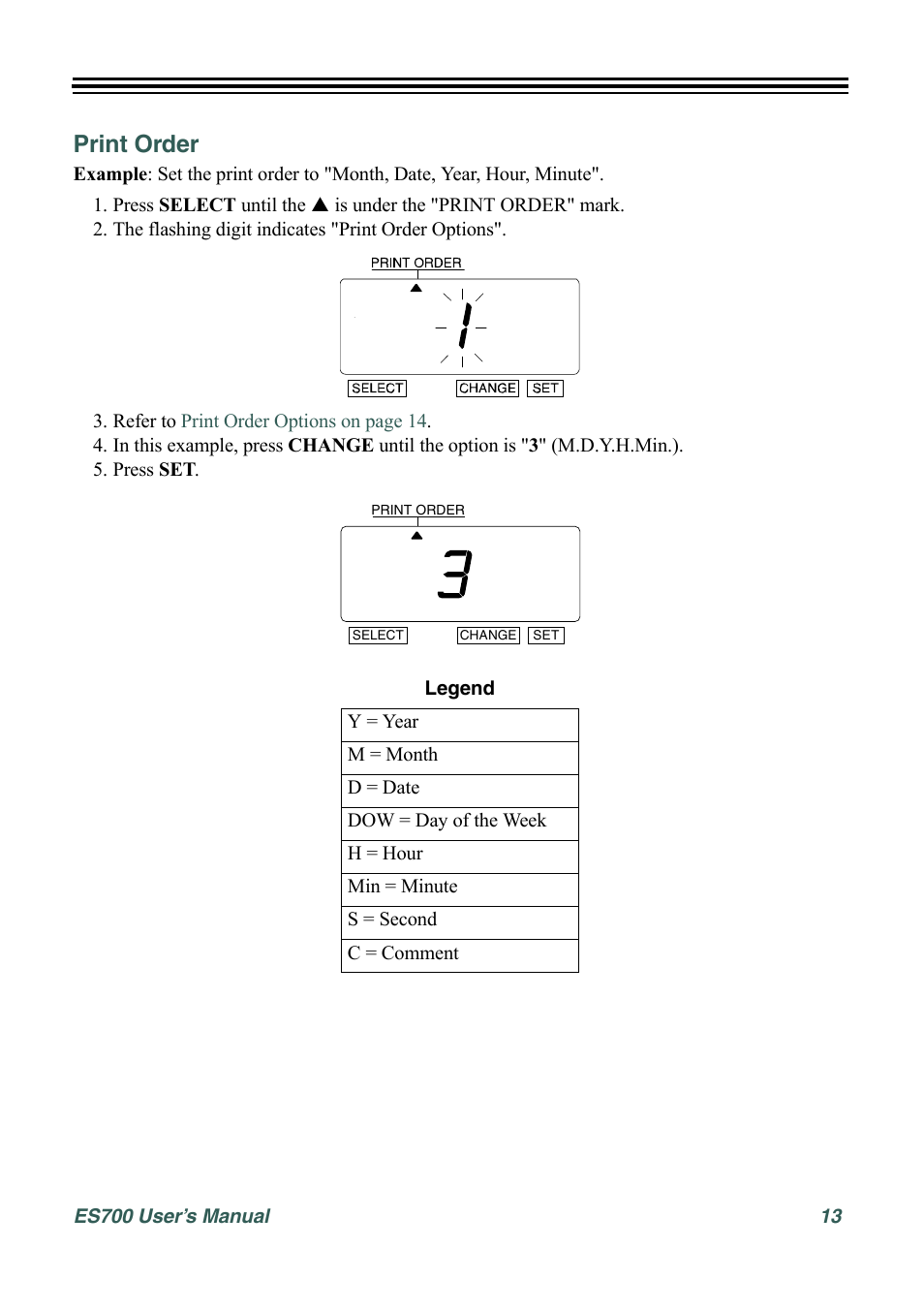 Print order | Acroprint ES700 User Manual | Page 19 / 48