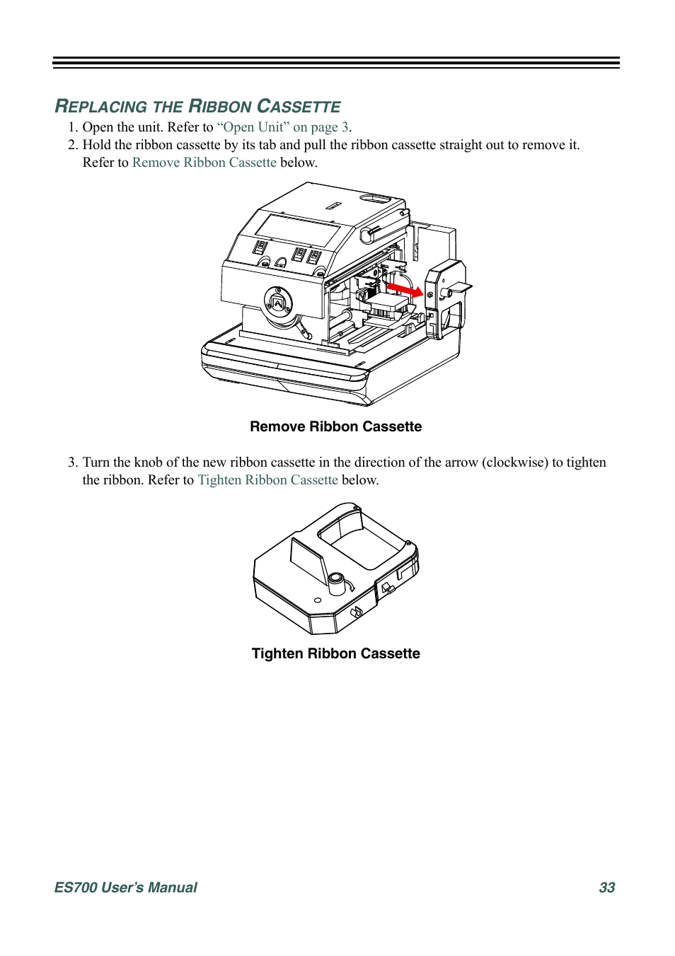Replacing the ribbon cassette | Acroprint ES700 User Manual | Page 39 / 48