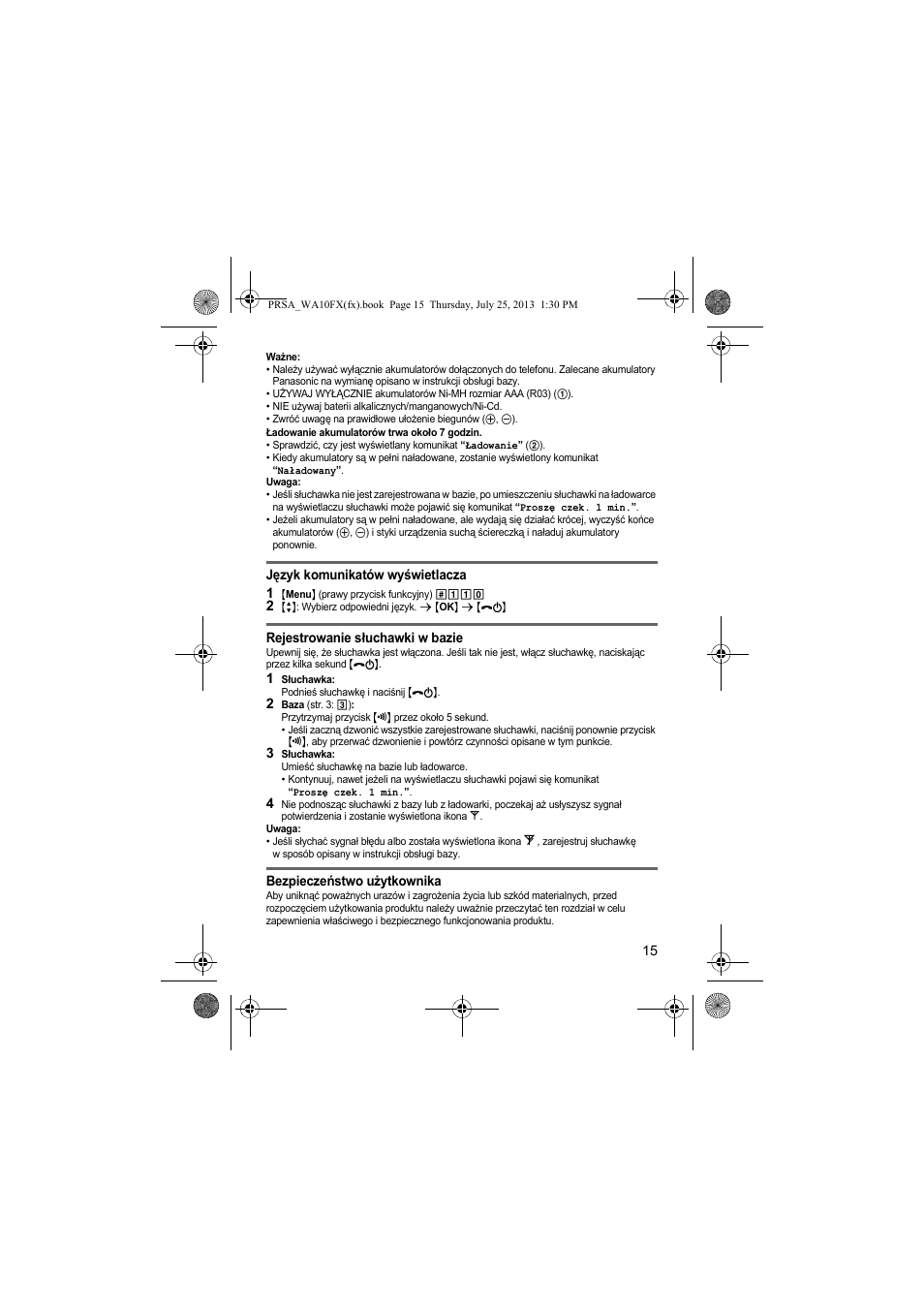 Panasonic KXPRWA10FX User Manual | Page 15 / 76