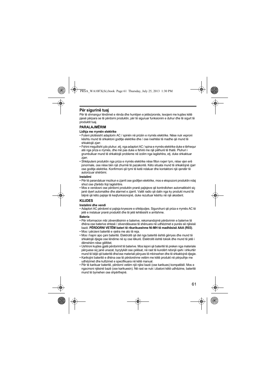 Panasonic KXPRWA10FX User Manual | Page 61 / 76