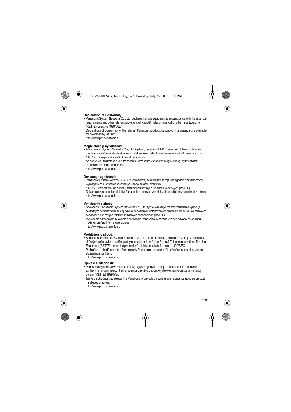 Panasonic KXPRWA10FX User Manual | Page 69 / 76