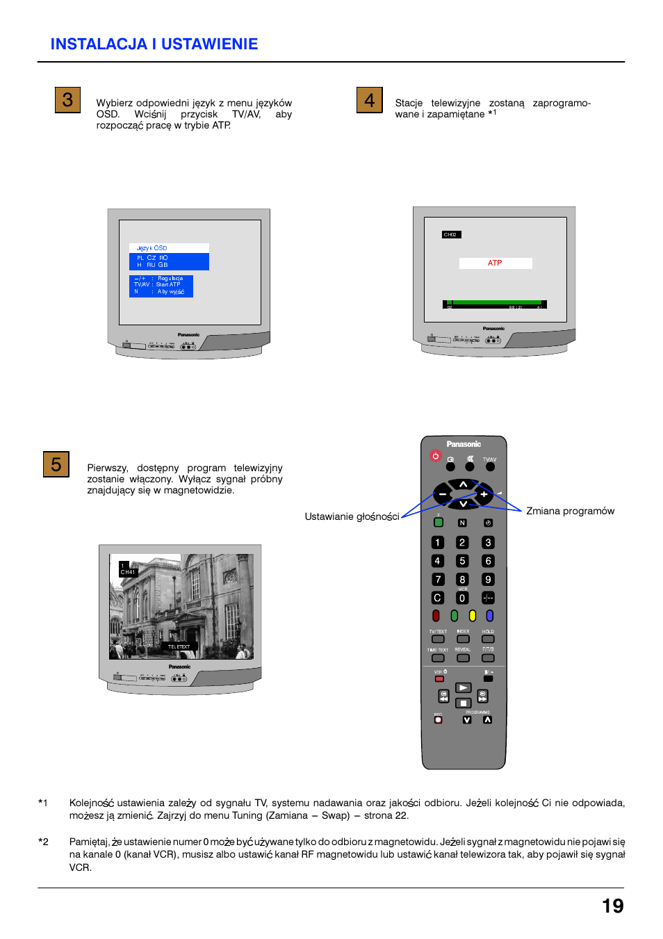 Instalacja i ustawienie | Panasonic TX14S4TP User Manual | Page 19 / 40