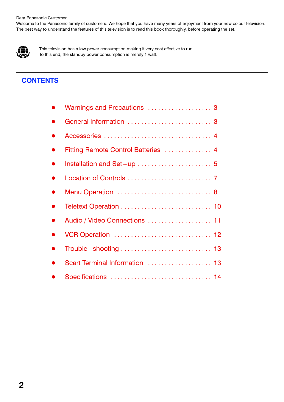 Panasonic TX14S4TP User Manual | Page 2 / 40
