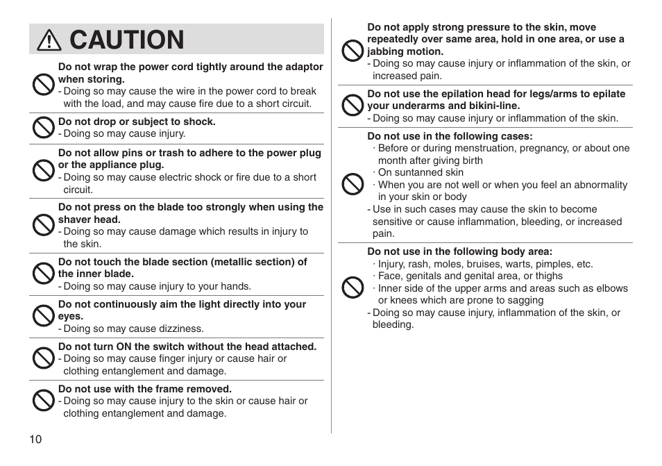 Caution | Panasonic ESED90 User Manual | Page 10 / 346