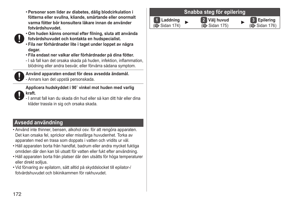 Avseddanvändning, Snabbastegförepilering | Panasonic ESED90 User Manual | Page 172 / 346