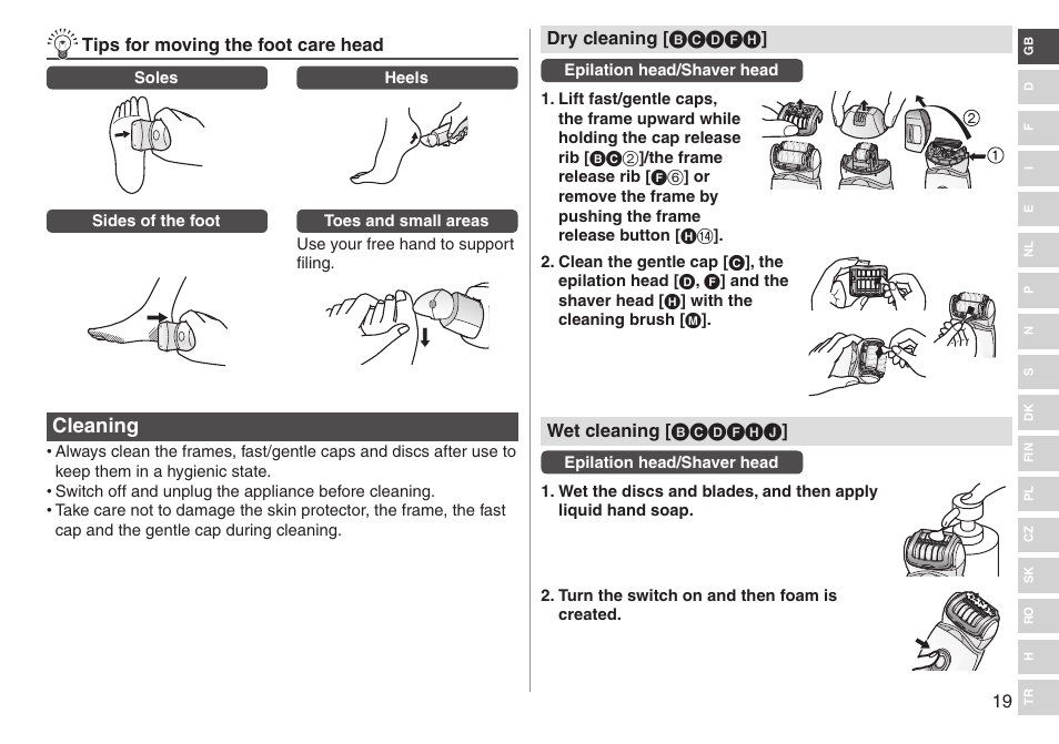Cleaning | Panasonic ESED90 User Manual | Page 19 / 346