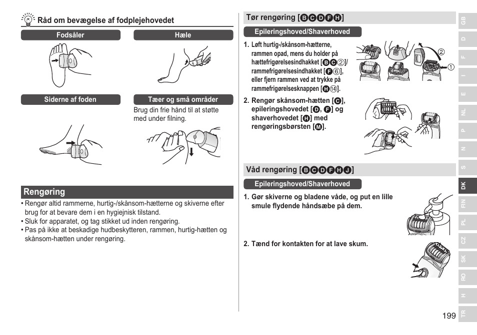 Rengøring | Panasonic ESED90 User Manual | Page 199 / 346