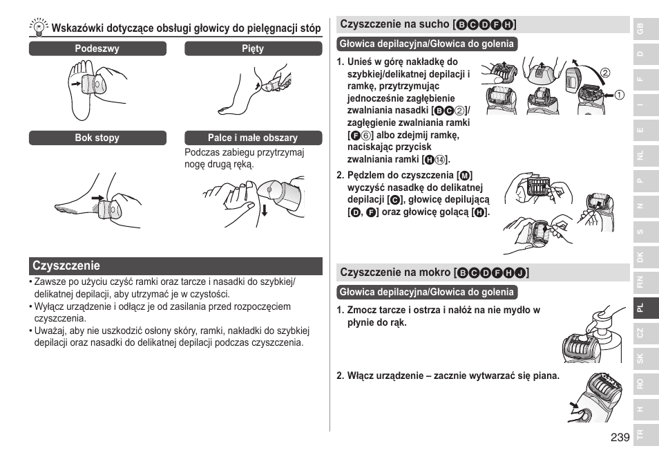 Czyszczenie | Panasonic ESED90 User Manual | Page 239 / 346