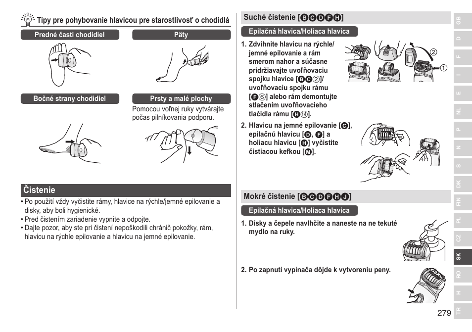 Čistenie | Panasonic ESED90 User Manual | Page 279 / 346